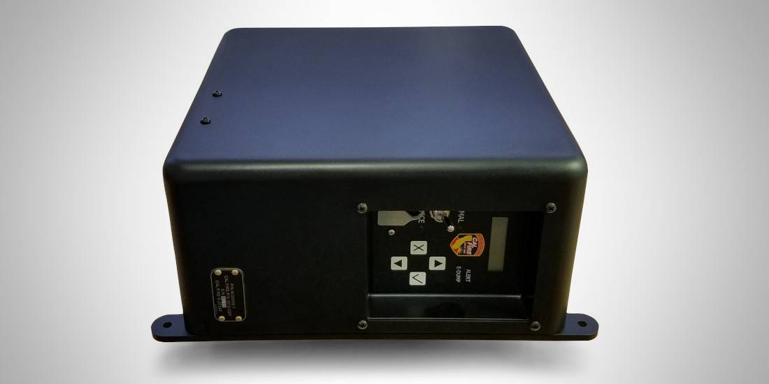 Drop controller in a black enclosure with a keypad and display